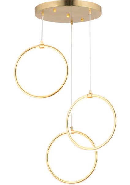 Ruscello 3lü Gold Sarkıt 102 Watt Sarkıt Ledli Modern Mutfak Banyo Led Salon Sarkıt Avize