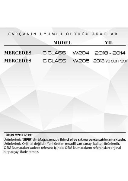 Mercedes W204, W205 Için Klima Yönlendirme Kapağı fiyatları
