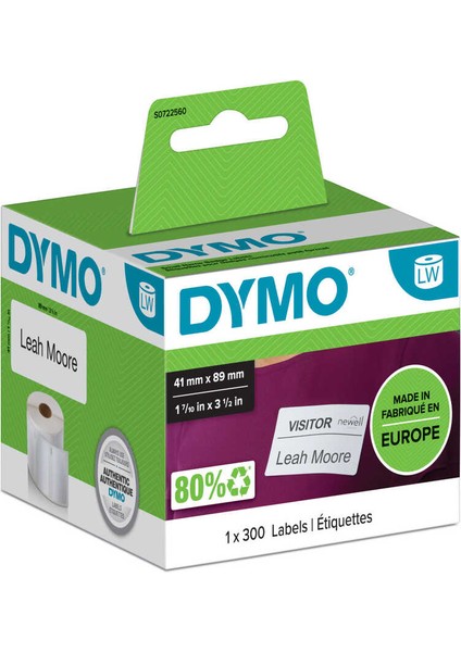 S0722560 Lw Isim Kartı Etiketi 89X41MM LW550 Uyumlu