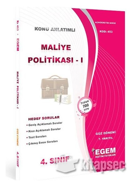 4. Sınıf 7. Yarıyıl Maliye Politikası
