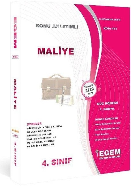4. Sınıf 7. Yarıyıl Maliye K. A Güz Dönemi
