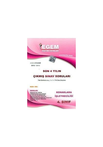 4. Sınıf Konaklama İşletmeciliği Son 6 Yıl Çıkmış Sorular