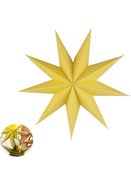 (Sarı) Noel Asılı Yıldız Dekorasyon, Noel Partisi Dıy, Turuncu