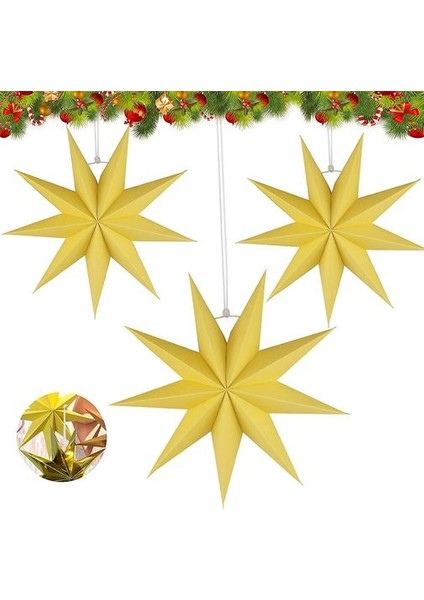 (Sarı) Noel Asılı Yıldız Dekorasyon, Noel Partisi Dıy, Turuncu