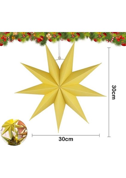(Sarı) Noel Asılı Yıldız Dekorasyon, Noel Partisi Dıy, Turuncu