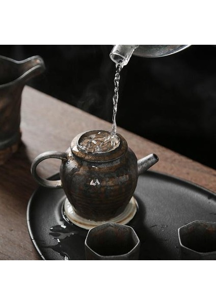 Vintage Japon Seramik Çaydanlık Su Isıtıcısı El Yapımı Çin Kung Fu Çay Potu 210ML | Çaydanlıklar
