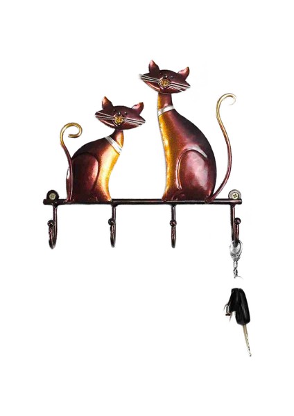 Kedi Heykel Kanca Anahtar Tutucu Kedi Duvar Dekoratif Askı Kanca Duvar Montaj Sanat