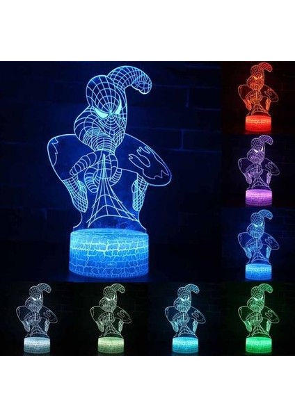 3D Örümcek Adam LED Gece Lambası 7 Renk Değişim Dokunmatik Anahtarı Masaüstü Lambası Xmas Hediye