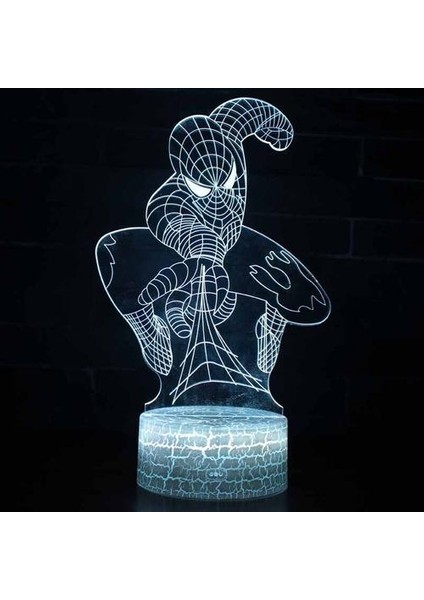 3D Örümcek Adam LED Gece Lambası 7 Renk Değişim Dokunmatik Anahtarı Masaüstü Lambası Xmas Hediye