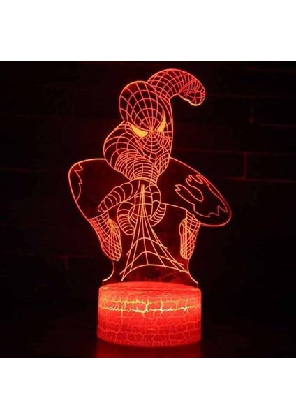 3D Örümcek Adam LED Gece Lambası 7 Renk Değişim Dokunmatik Anahtarı Masaüstü Lambası Xmas Hediye