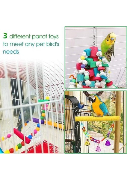 3 Paketler Papağan Oyuncaklar ve Kuş Aksesuarları Kuş Pet Renkli Kombinasyon Kuş Oyuncakları Için Çok Renkli Merdiven Parakeet Budgie Kafes | Kuş Oyuncakları modelleri