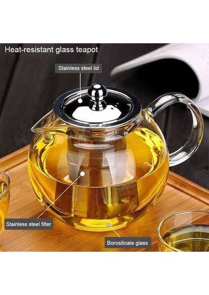 Borosilikat Cam Çaydanlık Çıkarılabilir Demlik Filtresi Isıya Dayanıklı Cam Çaydanlık Bardak Seti Çiçek Puer Oolong Çay Kettle | Çaydanlıklar(Yurt Dışından)