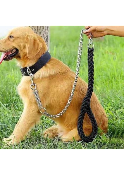 130 cm Süper Güçlü Naylon Köpek Tasma Ordu Yeşil Tuval Çift Sıra Ayarlanabilir Köpek Yaka Orta Büyük Köpekler Için Bahar Tampon | Tasmalar (Siyah)