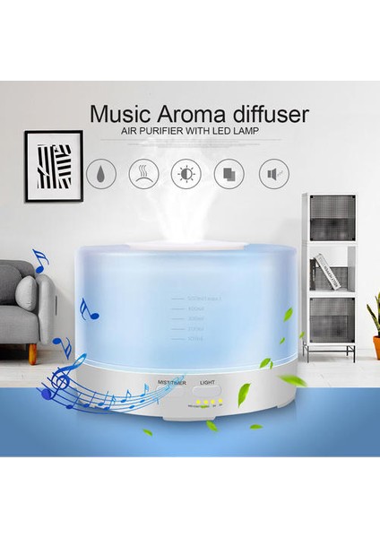 500 ml Bluetooth Müzik Aroma Difüzör LED Renk Değiştirme 12 W Nemlendirici Ev Ultrasonik Nemlendirici | Nemlendirici indirimleri