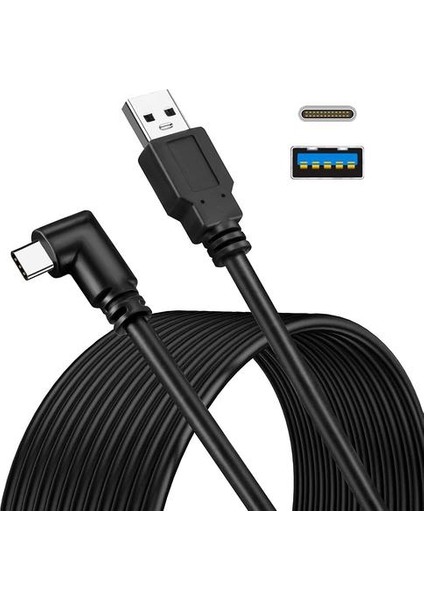 Physizz Oculus Link Kablosu 5m / 16.4ft - USB3.0A'YA USB C Kablosu Max 5gbps Hızlı Veri Aktarımı ve 3A Hızlı Şarj - Oculus Quest 2 Bağlantı Kablosu
