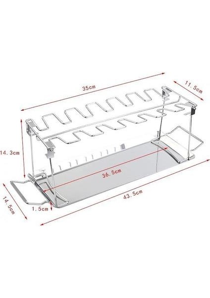 Tavuk Bacak Kanat Raf 14 Yuvaları Paslanmaz Çelik Metal Kavurma Standı