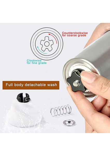 4.8 * 21 cm Paslanmaz Çelik Kahve Çekirdeği Burr Öğütücü Değirmen Mutfak Aracı Öğütücüler Manuel Gümüş Kahve Öğütücü Ayarlanabilir Ayar ile | Elektrikli Kahve Öğütücüler