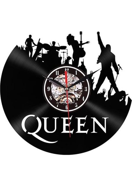 Kraliçe Rock Müzik Grubu Vinil Kayıt Saati Oturma Odası Dekorasyonu Için Parlak Vintage Duvar Saati