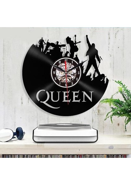 Kraliçe Rock Müzik Grubu Vinil Kayıt Saati Oturma Odası Dekorasyonu Için Parlak Vintage Duvar Saati