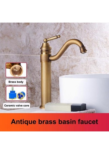 Antik Pirinç Lavabo Tapları Lavabo Muslukları Parçaları Retro Bronz Odak Mikser Banyo Banyo Aksesuarı Tek Delik Su Tapware | Havzası Muslukları