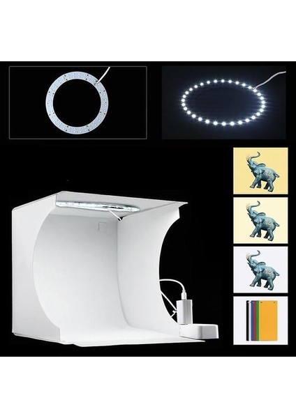 8.7 Inç Taşınabilir Işık Kutusu Fotoğraf Stüdyosu Yumuşak Kutu (Yuvarlak LED Panel)