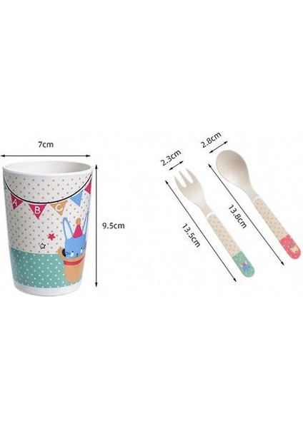 Beş Parçalı Bambu Fiber Çocuk Sofra Takımı Inek Desen Çocuk Setleri modelleri