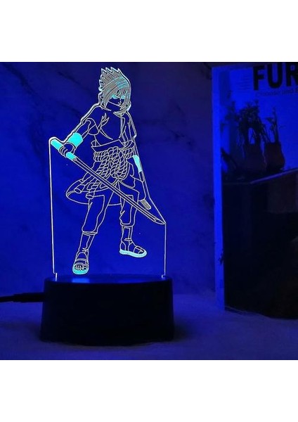 Uchiha Sasuke 3D LED Gece Işık Çocuklar Yatak Odası Masa Lambası