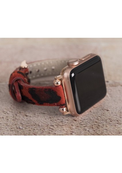 Apple Watch Uyumlu Deri Kordon 38-40-41MM Ferro Leopar LEO55 modelleri