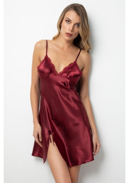 Dantelli Yırtmaçlı Saten Gecelik fiyatları