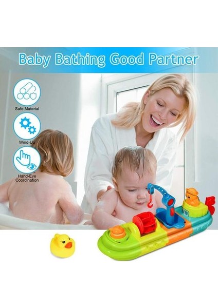 Bebek Banyo Oyuncakları Bebek Toddlers Için Eğlenceli Çocuklar Küvet Oyuncaklar Wind Up Oyuncak Tekne Su Oyunu Sprey Oyuncaklar Ördek ve Kaplumbağa ile | Banyo Oyuncak (Yurt Dışından)
