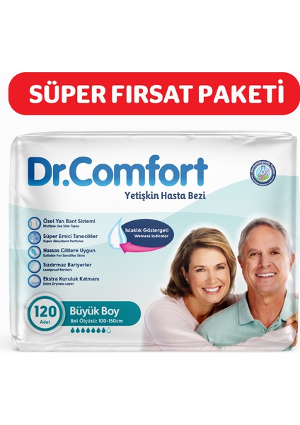 Yetişkin Bel Bağlamalı Hasta Bezi Large 30'Lu 4 Paket 120 Adet