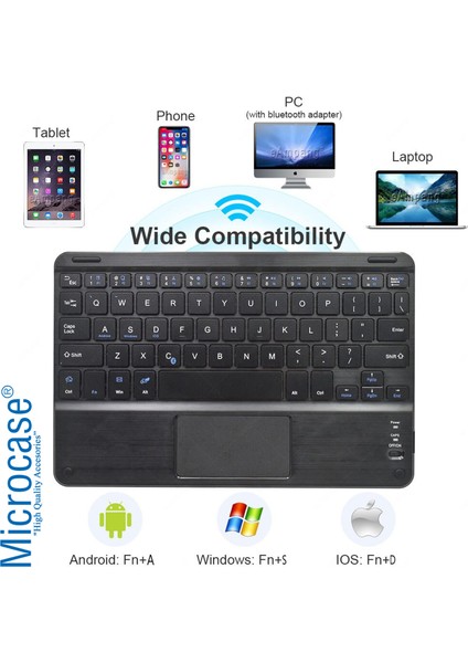 Samsung Galaxy Tab A8 SM-X200 10.5 (2021) Bluetooth Klavye + Touchpad Standlı Kılıf - Bkk2