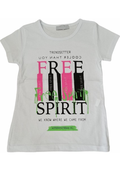 Kız Çocuk Free Spirit Yazı Desenli Tişört