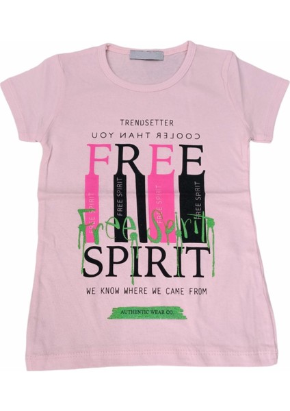 Kız Çocuk Free Spirit Yazı Desenli Tişört