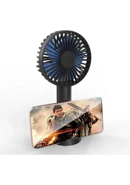 Mini Şarjlı Standlı El Vantilatörü Fanı Soğutucu Vantilatör Siyah
