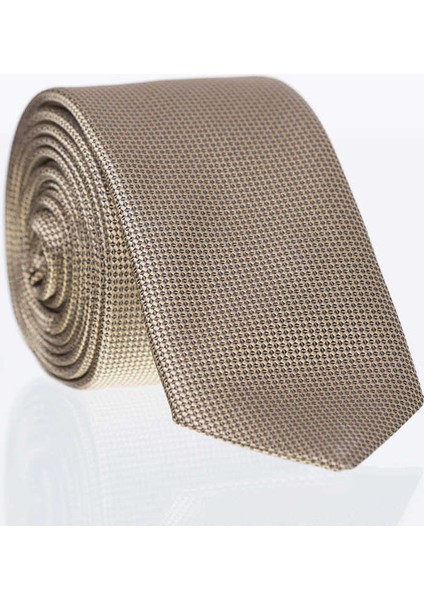 Gold Slim Fit Düz Renk Dokuma Kravat / Ddk-16