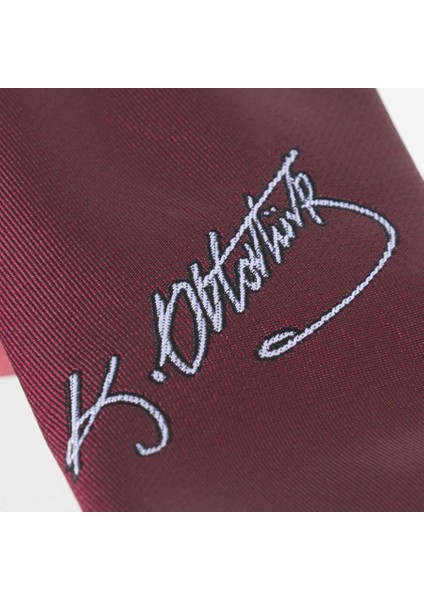 Atatürk Imza Desenli Dokuma Bordo Kravat - Ak-25 fiyatları