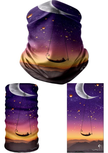 Manzara Temalı Boyunluk Bandana Polyester Malzemeden Üretilmiş 4 Mevsim Kullanım