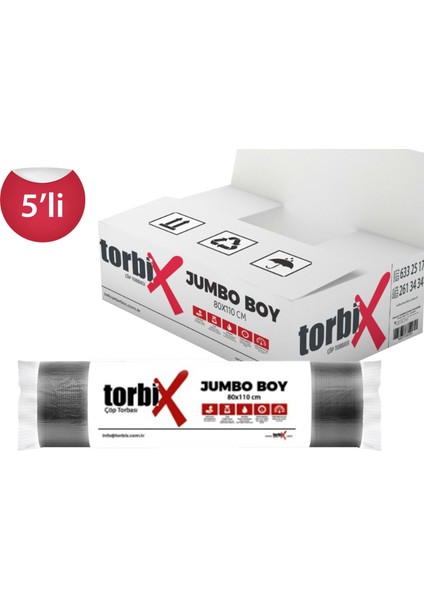 Standart Jumbo Boy Çöp Torbası 80x110 cm 300 GR 5'li Paket