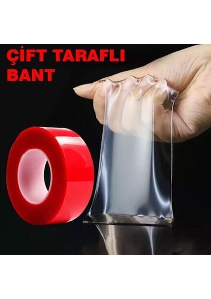 Çift Taraflı Bant Şeffaf Silikon Bant Güçlü Yapıştırıcı Montaj Bandı 25MM x 5 Metre