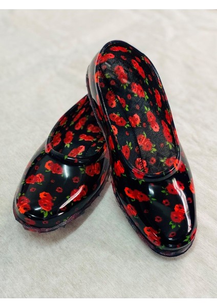 Günlük Kadın Babet Çiçekli Astar Kaymaz Taban Esnek Lastik Plaj Bahçe Tarla Iş Deniz Çarık Ayakkabı 193