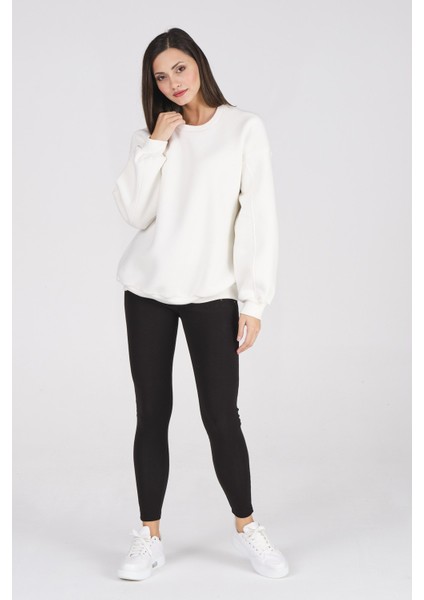 Giyim Basic Oversize Termal Sweatshirt Ekru fiyatları