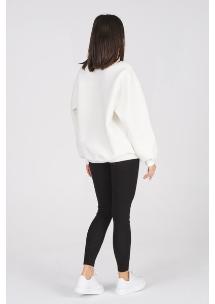 Giyim Basic Oversize Termal Sweatshirt Ekru indirimleri