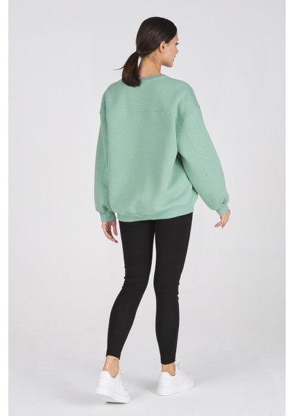 Giyim Basic Oversize Termal Sweatshirt Mintyeşili indirimleri