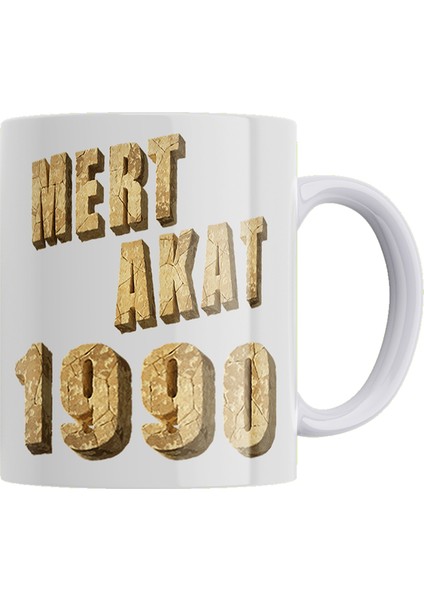 3 Boyutlu Alfabeli Kişiye Özel Isim ve Yıl Baskılı %100 Porselen Kupa