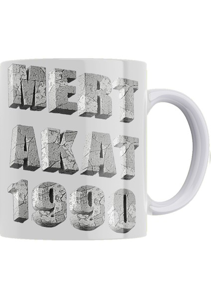 3 Boyutlu Alfabeli Kişiye Özel Isim ve Yıl Baskılı %100 Porselen Kupa