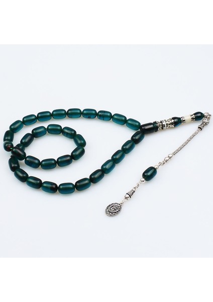 Gümüş Nakkaş İmameli Kapsül Kesim Ateş Kehribar Tesbih (8 modelleri