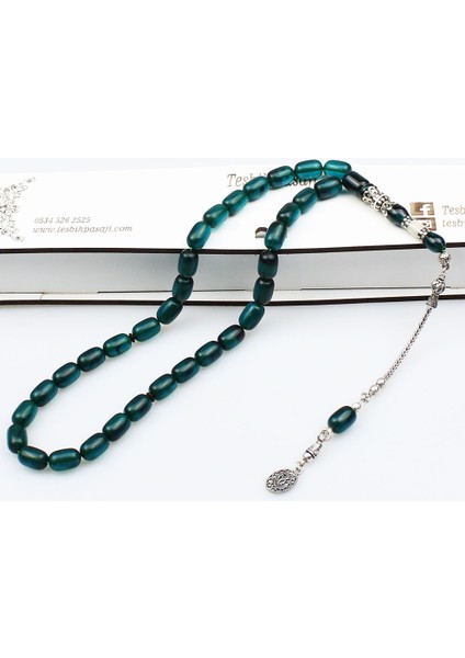 Gümüş Nakkaş İmameli Kapsül Kesim Ateş Kehribar Tesbih (8 fırsatları