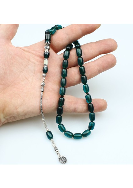 Gümüş Nakkaş İmameli Kapsül Kesim Ateş Kehribar Tesbih (8 indirimleri