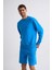 Uzun Kollu Yuvarlak Yaka Erkek Sweatshirt - Mavi Mavi - Xl 4